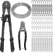 Tootaci 1/16 Wire Rope Kit, 50Ft Vinyl Coated Stainless Steel Cable with Crimping Tool Kit & Turnbuckle for Clothesline, String Light Hanging