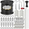 thumbnail image 1 of 1/16" Wire Rope Kit with 300FT Vinyl Coated 304 Stainless Steel Wire Rope with M5 Turnbuckle, 7x7 Strand Core Tensioner Kit for String Light Hanging, Garden, Clothes Line and  Climbing, 1 of 7
