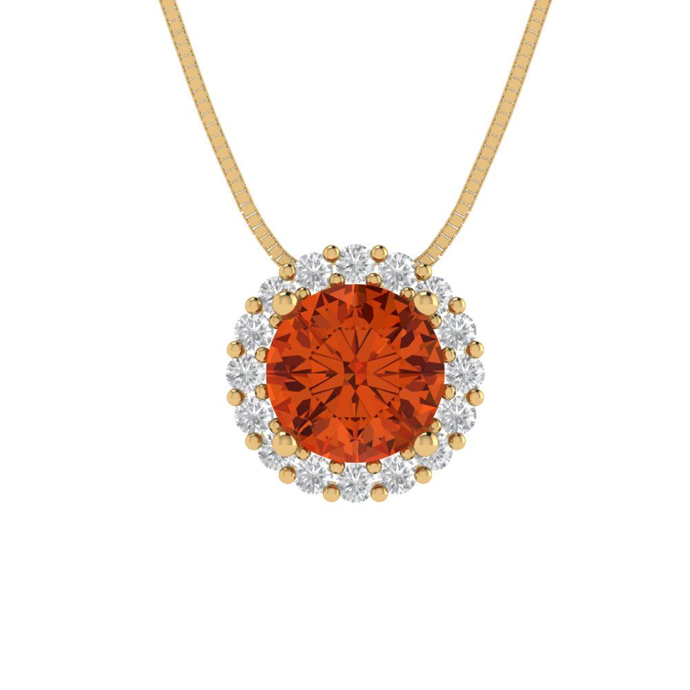 1.16 cctw Simulated Red Diamond Yellow Gold Plated Pendant with 16