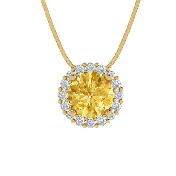 1.16 cctw Simulated Yellow Diamond Yellow Gold Plated Pendant with 16 ...