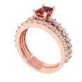 thumbnail image 1 of 1.16 ct Brilliant Emerald Cut Natural Garnet 14k Rose Gold Solitaire with Accents Engagement Bridal Wedding Ring Band Set size 9, 1 of 7