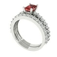 thumbnail image 1 of 1.16 ct Brilliant Emerald Cut Natural Garnet 14k White Gold Solitaire with Accents Engagement Bridal Wedding Ring Band Set size 6, 1 of 7