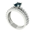 thumbnail image 1 of 1.16 ct Brilliant Emerald Cut Natural London Blue Topaz 14k White Gold Solitaire with Accents Engagement Bridal Wedding Ring Band Set size 3.5, 1 of 7