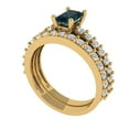 thumbnail image 1 of 1.16 ct Brilliant Emerald Cut Natural London Blue Topaz 18K Yellow Gold Solitaire with Accents Engagement Bridal Wedding Ring Band Set size 6.25, 1 of 7