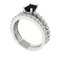 thumbnail image 1 of 1.16 ct Brilliant Emerald Cut Natural Onyx 14k White Gold Solitaire with Accents Engagement Bridal Wedding Ring Band Set size 4, 1 of 7