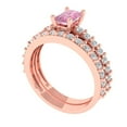 thumbnail image 1 of 1.16 ct Brilliant Emerald Cut Pink Zircon 14k Rose Gold Solitaire with Accents Engagement Bridal Wedding Ring Band Set size 11, 1 of 7