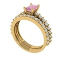 thumbnail image 1 of 1.16 ct Brilliant Emerald Cut Pink Zircon 14k Yellow Gold Solitaire with Accents Engagement Bridal Wedding Ring Band Set size 7.5, 1 of 7