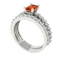 thumbnail image 1 of 1.16 ct Brilliant Emerald Cut Red Zircon 18K White Gold Solitaire with Accents Engagement Bridal Wedding Ring Band Set size 9, 1 of 7