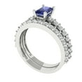 thumbnail image 1 of 1.16 ct Brilliant Emerald Cut Tanzanite 14k White Gold Solitaire with Accents Engagement Bridal Wedding Ring Band Set size 6, 1 of 7
