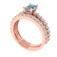thumbnail image 1 of 1.16 ct Brilliant Emerald Cut Blue Moissanite 14k Rose Gold Solitaire with Accents Engagement Bridal Wedding Ring Band Set size 10.5, 1 of 7