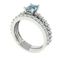 thumbnail image 1 of 1.16 ct Brilliant Emerald Cut Blue Moissanite 18K White Gold Solitaire with Accents Engagement Bridal Wedding Ring Band Set size 4.25, 1 of 7