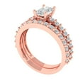 thumbnail image 1 of 1.16 ct Brilliant Emerald Cut White Sapphire 14k Rose Gold Solitaire with Accents Engagement Bridal Wedding Ring Band Set size 4, 1 of 7