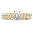 thumbnail image 1 of 1.16 ct Emerald Cut Genuine Cultured Diamond VS1-VS2 I-J 18K Yellow Gold Engagement Wedding Bridal Set Designer Ring bW/ Set W/ Crystal side stones size 5.5, 1 of 6