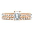thumbnail image 1 of 1.16 ct Emerald Cut Genuine Cultured Diamond VS1-VS2 J-K 18K Rose Gold Engagement Wedding Bridal Set Designer Ring bW/ Set size 4.5, 1 of 6