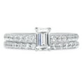 thumbnail image 1 of 1.16 ct Emerald Cut Genuine Cultured Diamond VS1-VS2 J-K 18K White Gold Engagement Wedding Bridal Set Designer Ring bW/ Set size 10.5, 1 of 6