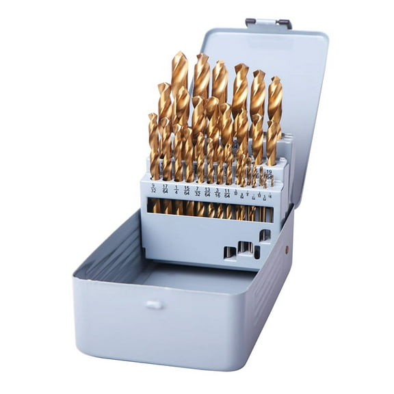 1/16" to 1/2" 29Pcs Titanium Coated Drill Bits Set Jobber Drill bits Metal Case HSS For Mild Steel Copper Aluminum Zinc Alloy