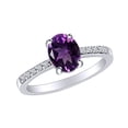 thumbnail image 1 of AFFY 1.17 Carat (Ctw) Simulated Amethyst & White Natural Diamond Solitaire Engagement Ring In 14k Solid White Gold Ring Size-9.5, 1 of 1