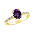 thumbnail image 1 of AFFY 1.17 Carat (Ctw) Simulated Amethyst & White Natural Diamond Solitaire Engagement Ring In 14k Solid Yellow Gold Ring Size-9.5, 1 of 1
