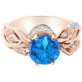 thumbnail image 1 of AFFY 1.17 Carat Round Shape Simulated Blue Topaz & Natural Diamond Engagement Ring 14K Solid Rose Gold Ring Size-10, 1 of 2