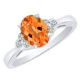 thumbnail image 1 of AFFY (1.17 cttw) Simulated Citrine & White Natural Diamond Engagement Wedding Ring In 14k White Gold With Ring Size -8, 1 of 1