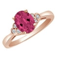 thumbnail image 1 of AFFY (1.17 cttw) Simulated Pink Sapphire & White Natural Diamond Engagement Wedding Ring In 14k Rose Gold With Ring Size -13, 1 of 1