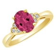 thumbnail image 1 of AFFY (1.17 cttw) Simulated Pink Sapphire & White Natural Diamond Engagement Wedding Ring In 14k Yellow Gold With Ring Size -14, 1 of 1