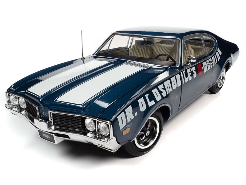 1/18 1969 Oldsmobile Cutlass 442 Coupe Blue, American Muscle Auto World AMER1235