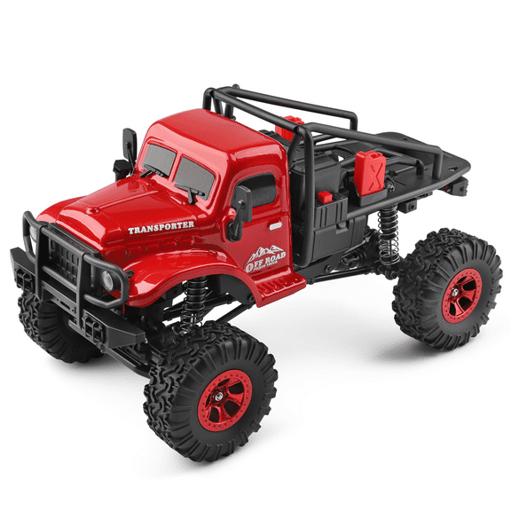 1:18 4WD RC Off-Road Rock Crawler, High-Torque Climbing Truck with LED Lights, 7.4V Rechargeable Battery, 2.4GHz Remote Control & All-Terrain Tires Hobby-Grade RC Car for Adults