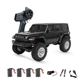 1/18 4WD RC Rock Crawler 2.4GHz Remote Control Off-Road Car Waterproof ESC LED Lights All Terrain RC Truck RTR Gifts for Enthusiasts (4 Battery)