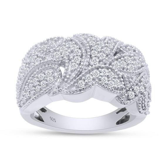 1.18 CT Round Cut Simulated White Diamond Art Deco Wedding Ring 14K White Gold Plated 925 Sterling Silver (Color: White, Clarity: VVS1-VVS2, 1.18 Cttw) -6.5