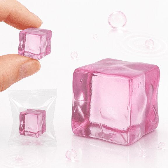 1.18 Inch Clear Cube Squishy Toy, Soft Squeeze Fidget Sensory Toy, Transparent Cube Novelty Toy for Tactile Play and Desk Use, Random Color, 1PC