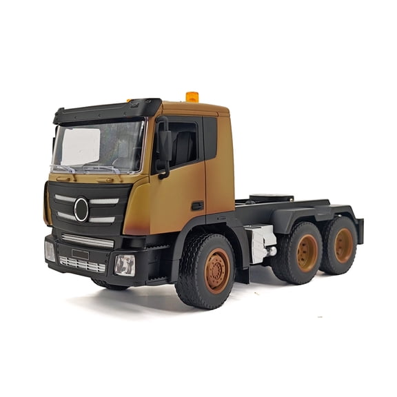 1:18 RC Car 2.4G 9CH RC Flatbed Trailer with Sound & LED Lights, Detachable Remote Control Truck for Adults, Hobby Grade Engineering Vehicle, Desert Yellow