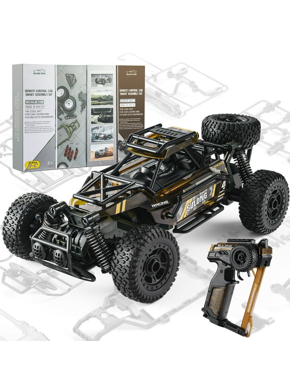 1: 18 RC Car DIY Kits, 1/18 Scale 4×4 Remote Control Car Model Building Kits, 74Pcs DIY STEM Toys Gift for 8 9 10 11 12 Boys & Girls