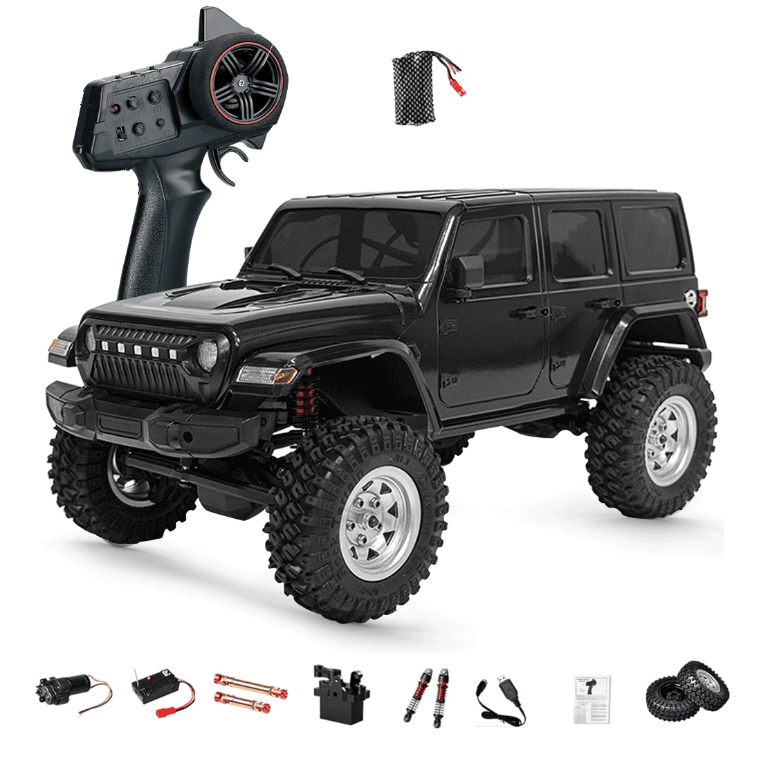 1/18 RC Crawler Truck for Black Warrior PRO 4WD Off Road Car with High Torque Motor, Waterproof ESC, LED Light Control and Long Runtime All Terrain RC Vehicle- RTR