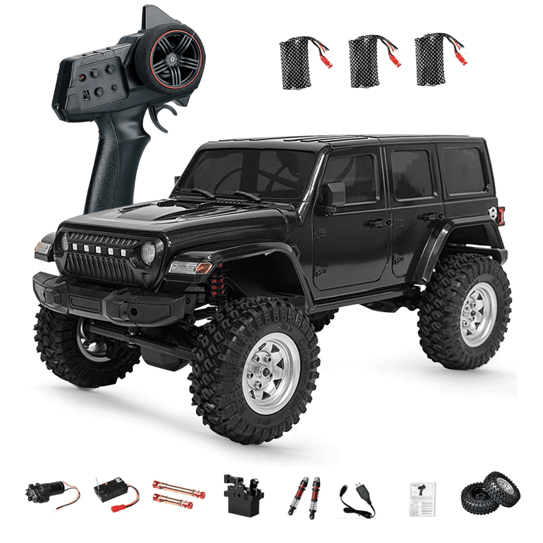 1/18 RC Crawler Truck for Black Warrior PRO 4WD Off Road Car with High Torque Motor, Waterproof ESC, LED Light Control and Long Runtime All Terrain RC Vehicle- RTR