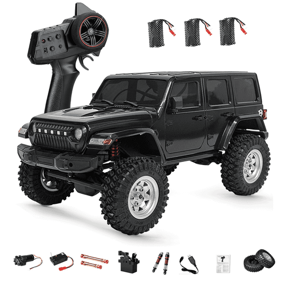 1/18 RC Crawler Truck for Black Warrior PRO 4WD Off Road Car with High Torque Motor, Waterproof ESC, LED Light Control and Long Runtime All Terrain RC Vehicle- RTR