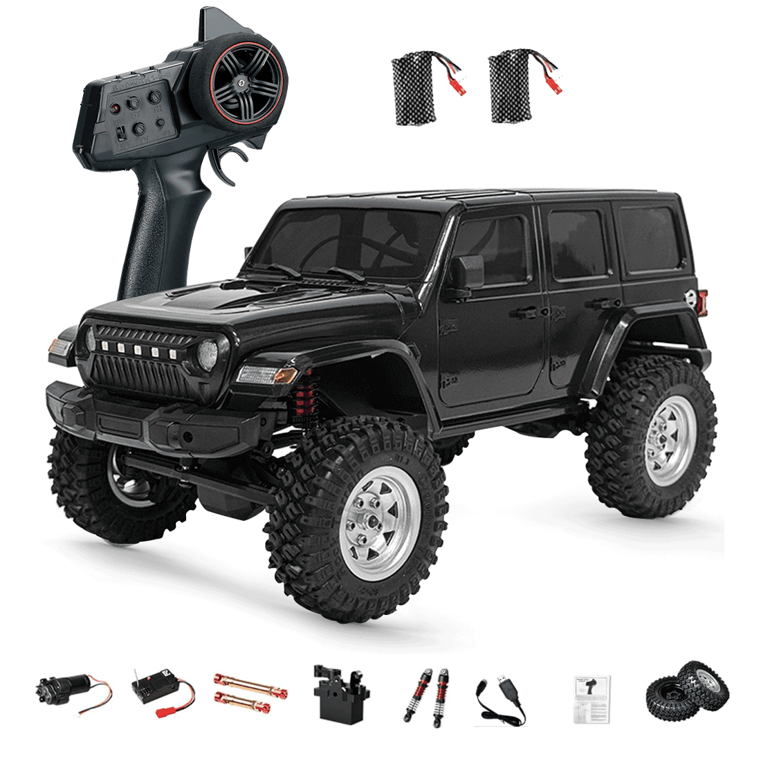 1/18 RC Crawler Truck for Black Warrior PRO 4WD Off Road Car with High Torque Motor, Waterproof ESC, LED Light Control and Long Runtime All Terrain RC Vehicle- RTR