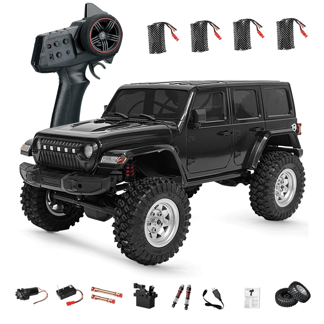 1/18 RC Crawler Truck for Black Warrior PRO 4WD Off Road Car with High Torque Motor, Waterproof ESC, LED Light Control and Long Runtime All Terrain RC Vehicle- RTR