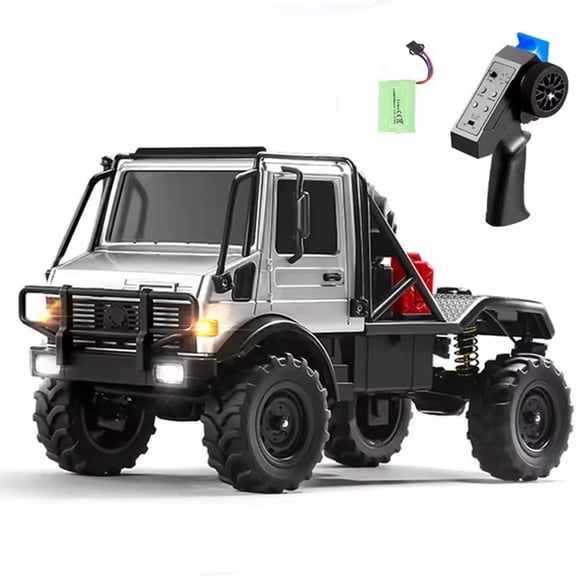 1/18 RC Semi-Truck for Adults, MN-333 Unimog Off-Road RC Rock Crawler, 4WD RC Truck RTR Transport Car Alloy Model for Hobby Toy Gifts Silver