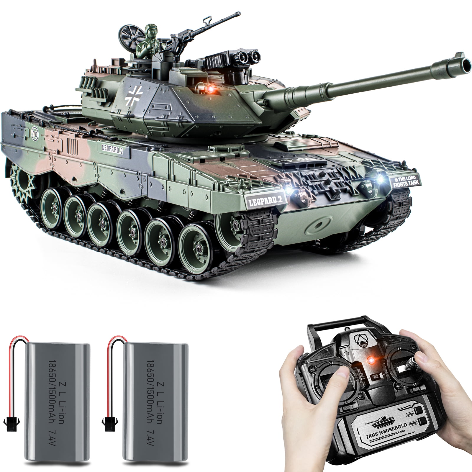 118 RC Tank, 2.4Ghz Remote Control Tank Model Toys, Battle Army Tank