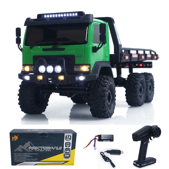 1/18 Remote Control Flatbed Truck 6*6 Electric RC Off Road Vehicle Model Metal Chassis Gear Light System Flysky Radio No Sounds