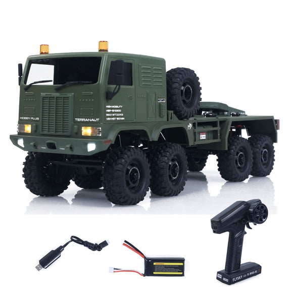 1/18 Remote Control Military Truck 8X8 All Wheel Steering Electric RC Off Road Vehicle Model 2Speed Gearbox RTR Metal Chassis