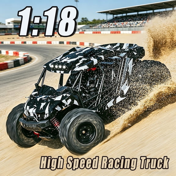 1:18 Scale 4WD Off-Road RC Car, 40KM/H High Speed, 2.4Ghz Remote Control, 7.4V 1200mAh Battery, LED Lights