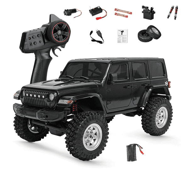 1/18 Scale 4WD RC Rock Crawler Off-Road Truck for Wrangler-Style with High Torque Brushed Motor, Waterproof ESC, LED Light, All Terrain Climbing Car -RTR /1 Battery