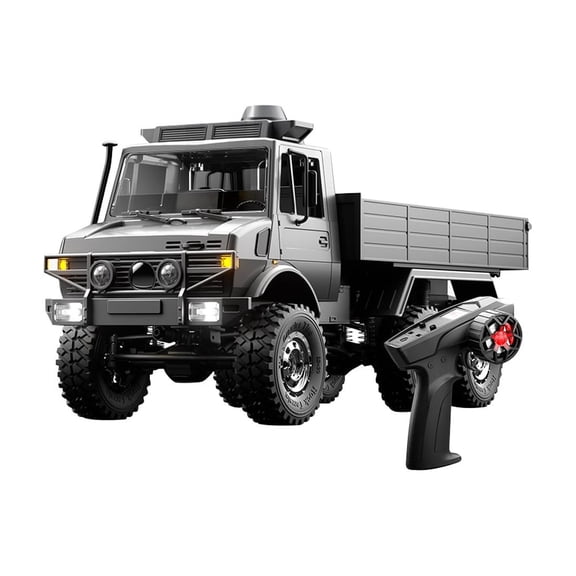 1/18 Scale 6WD All-Terrain Off-Road RC Transport Truck,Remote Control Rock Crawler, 2.4GHz with 2 Speed Transmission, RTR Electric Hobby Vehicle, Headlights & 2 Batteries