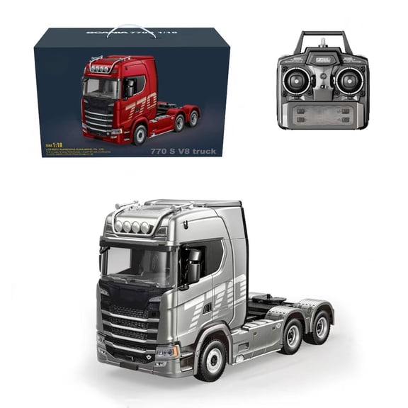 1/18 Scale 6x4 Heavy Duty Tractor Truck, RC Semi Trailer Model with Rear Wheel Drive, Compatible with Optional Flatbed Trailer for Enthusiasts