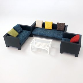 1/18 Scale Diorama Furniture Model Set Mini Sofa Table & Chairs for Car Garage, Car Showroom Scene Display Model Props Accessory Kit, Workshop Scene Model Toys