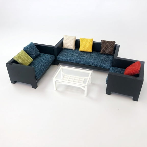 1/18 Scale Diorama Furniture Model Set Mini Sofa Table & Chairs for Car Garage, Car Showroom Scene Display Model Props Accessory Kit, Workshop Scene Model Toys