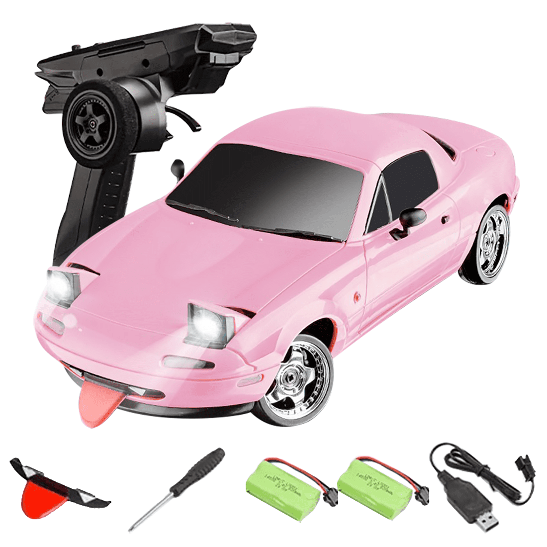 1/18 Scale RC Drift Car with Gyro & LED Lights, MX-5 2.4GHz RWD Full Proportional Remote Control Drifting Sport Car, LD1804 Racing Vehicles Models for Adults