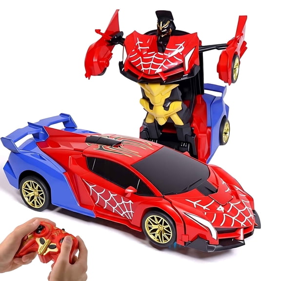 1:18 Spider RC Car Transforming Robot with 2.4GHz Remote Control, Stunt 360° Rotation and LED Lights for Boys 3-12